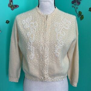 WIEBOLDTS 1940s Beaded & Sequins Cardigan Sweater